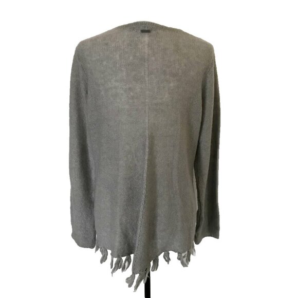PRANA Shelby Poncho Sweater Womens Size Large Fog Taupe Cable Knit Tassle - Picture 5 of 7